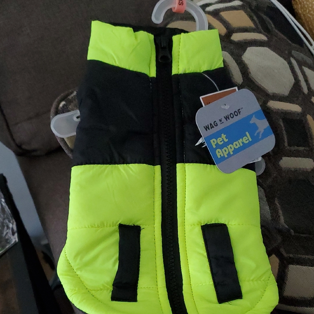 Wag N Woof Neon Yellow and Black Dog Jacket